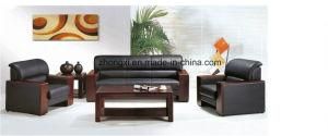 High-End Comfortable Wooden Arms Lounge Leather Modern Sofa