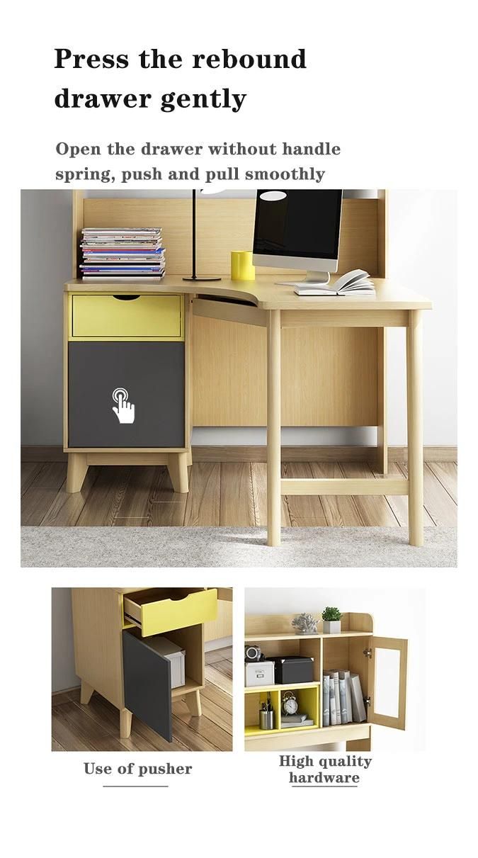 Modern L Shape Writing Desk Small Computer Table Models with Bookshelf