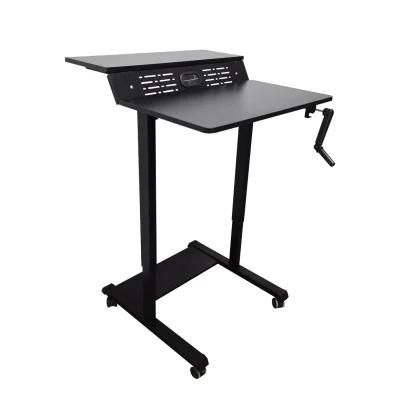 Rolling Table with Crank, Sit to Stand Mobile Trolley Presentation Cart, Height Adjustable Ergonomic Workstation Desk, G5