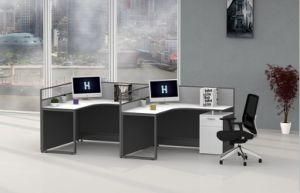 L Shape 2 Seats Furniture Workstation Design with Metal Leg