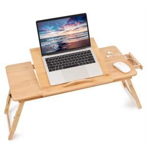 Laptop Desk Bamboo Laptop Table Adjustable Lap Tray Bed Serving Tray Breakfast Table Foldable Coffee Tea Table