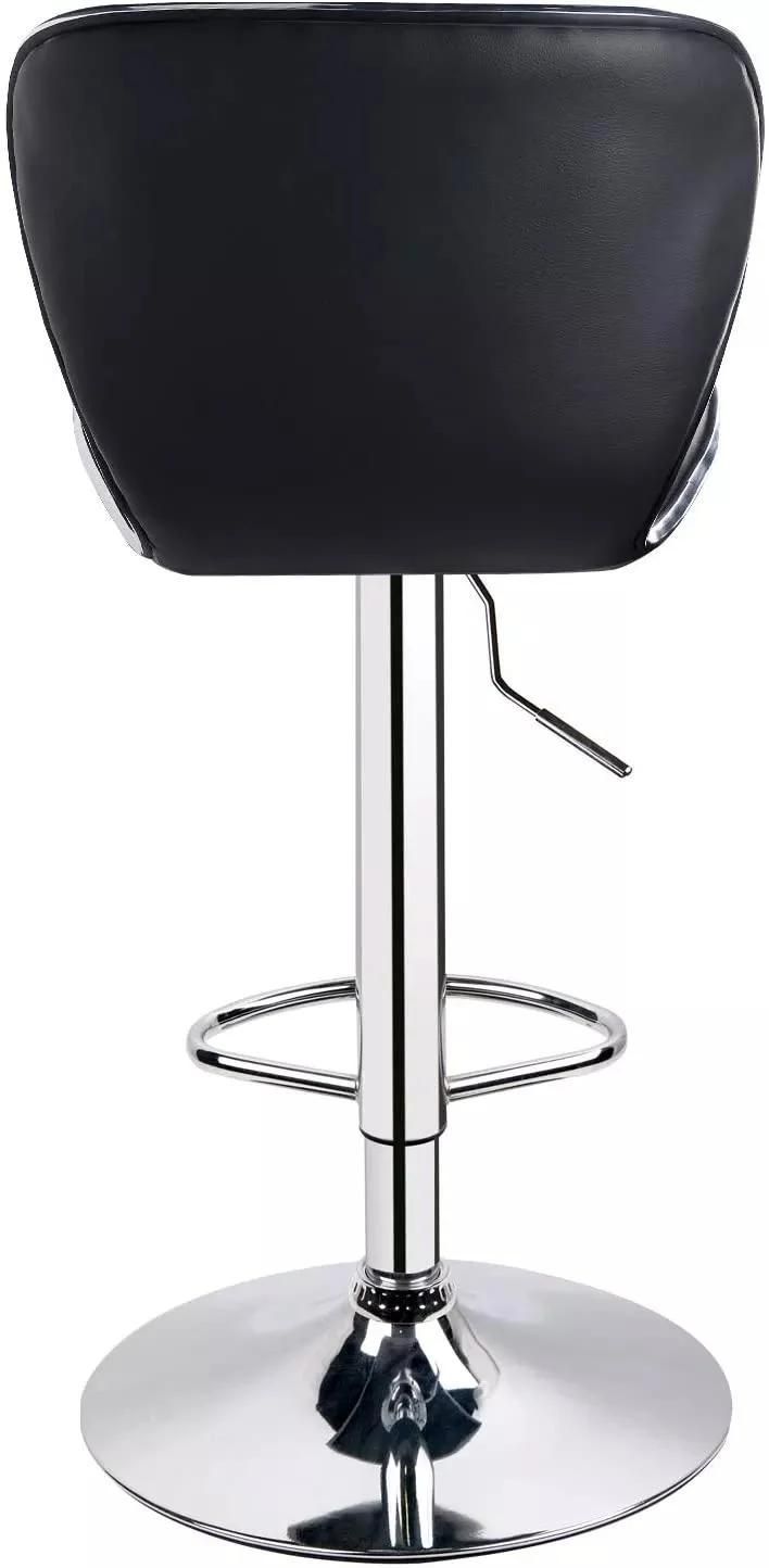 PU Leather Adjustable Height Bar Stool with Round Silver Base