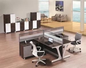 Z Shape Metal Leg Melamine Veneer 2 Seats Workstation Partition