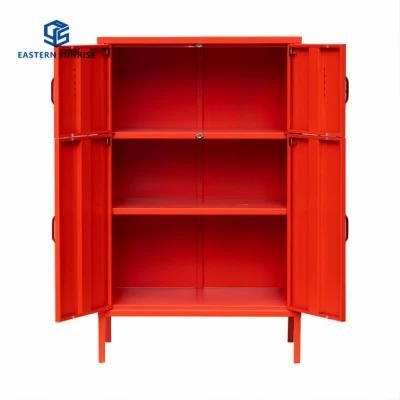 Red Home Office Wardrobe Steel Cabinet with 3 Shelves