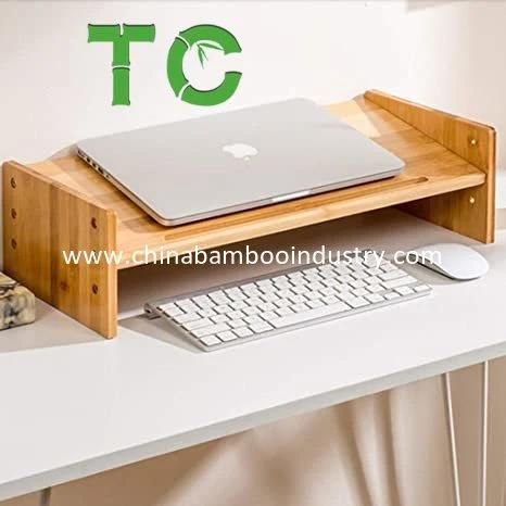 Adjustable Bamboo Laptop Stand Monitor Stand Riser Desk Organizer Desktop Bookshelf Printer Stand