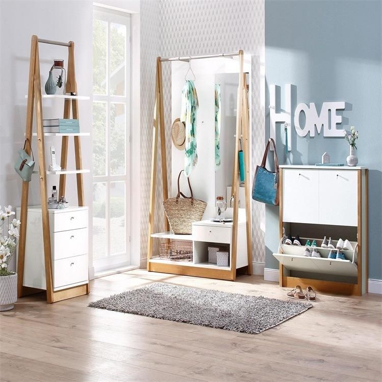 Creative Furniture Tripod Type Wooden Shelf with One Cabinet