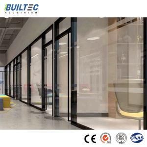 Black Aluminium Aluminum Alloy Glass Partition Modern Office Glass Partition Glass Wall