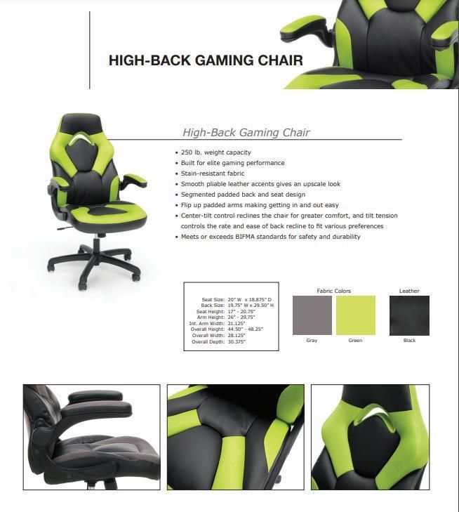 High Back Leather Upholstery Office Gamer Swivel Rotary Gaming Chair