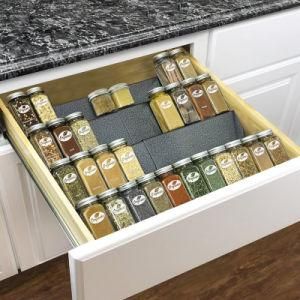 Custom Silver Metallic 4 Tier Heavy Gauge Condiment Rack in Drawer Organizer Metal Spice Jar Rack for Kitchen China Supply