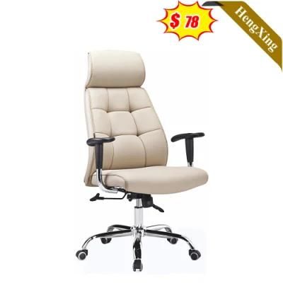 Modern Office Chairs with Headrest Hot Sale White Beige Color PU Leather Fabric Boss Chair