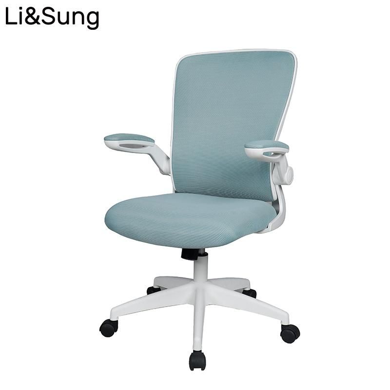Lisung 10042 White Frame Office Folding Armrest Mesh Chair