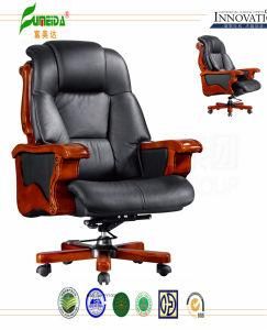 Swivel Leather Executive Office Chair with Solid Wood Foot (FY1006)