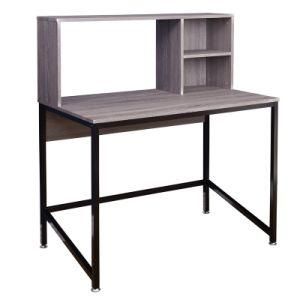 2 Shelf Grey Office Desk with Hutch Standing Desk for Home Office Living Room Furniture