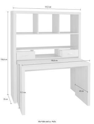 Desk with Bookshelf Combination White Computer Desk for Bedroom