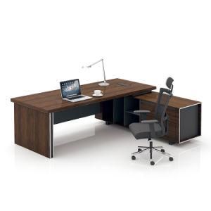 L Shape Executive Specifications Commercial Office Desk Wooden Office Table with Long Side Cabinet