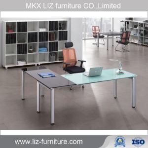 Fashionable Executive Glass Top Office Desk Metal Table G2218