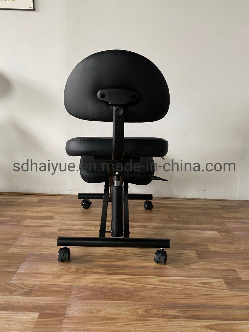 Adjustable New White PU Leather Saddle Seat Kneeling Chair