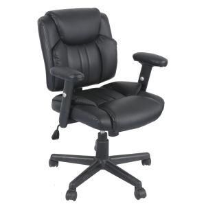 Simple Black Office Task Chair with Vinyl Upholstered and Adjustable Armrests
