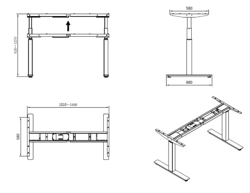 Office Desk Modern Retractable Height Adjustable Office Desk Frame