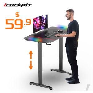 Icockpit Best Price Home Office Sit Stand Desk Electric Height Adjustable Standing Desk with Black Frame