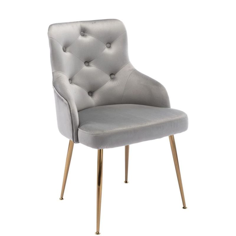 Blue Fabric Leisure Chair Metal Feet Lounge Chair