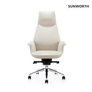 Sunworth Morden White Ergonomic Leather High Back Office Boss CEO Chair (HY-196)