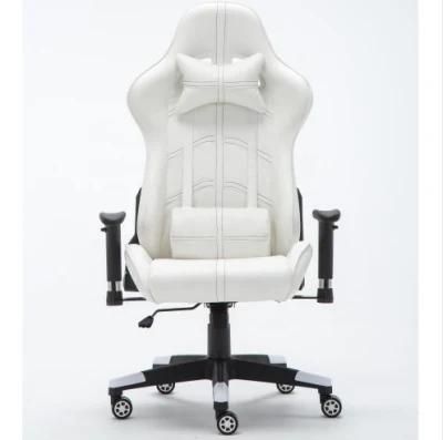 White Leather PC Game Gaming Chair with Strong High Back