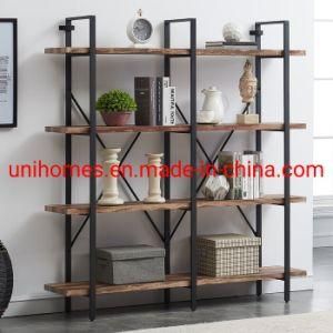 Bookshelf, Open Back Standing Storage Organizer Display Shelf Unit, Industrial Rustic for Living Room, Bedroom, Office