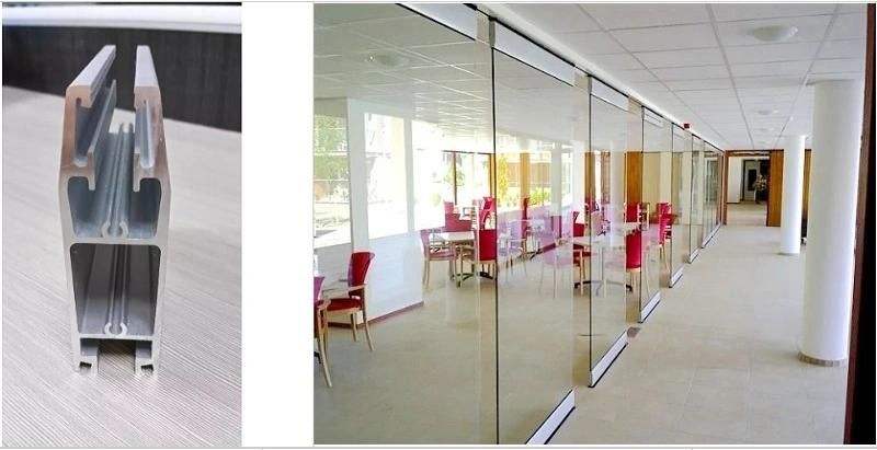 Aluminium Frame 10mm / 12mm Folding Movable Tempered Sliding Door Office Glass Partition Walls