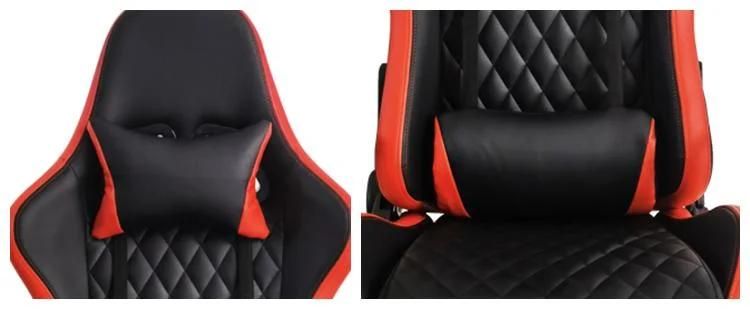 Red Wide Leather RGB Gaming Chair with Reclining Backrest