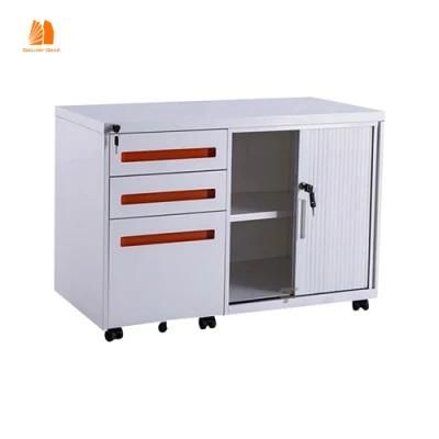 Tambour Door Steel Cabinet Office 3 Drawer Mobile Caddy