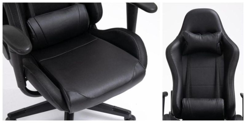 Black PU Leather Colorful Light Gaming Chair with Fixed Armrest