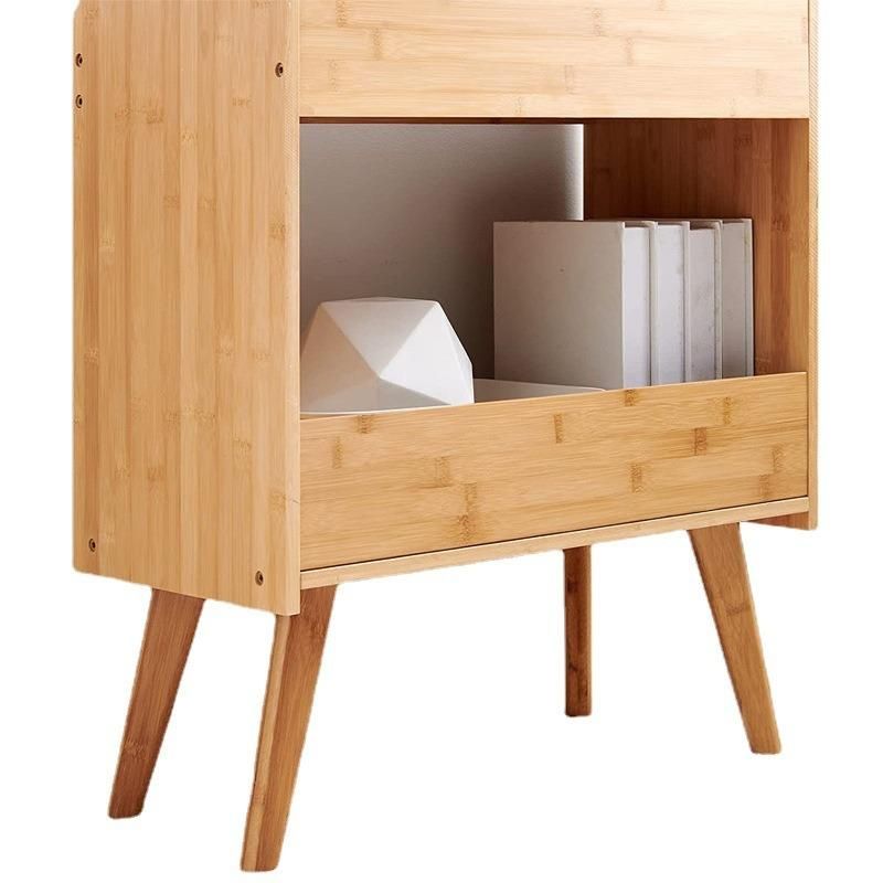 Bamboo Floor Book and Magazine Display Shelf Multifunction Free Standing Organizer Storage Rack