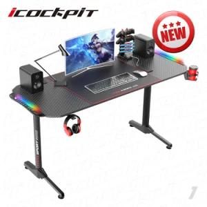 Icockpit Professional Fashion Designed RGB LED Light Ergonomic Gaming Computer Desk