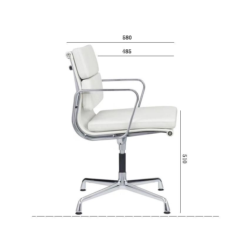 Classic Leather Seating Pleated Middle Back Ea Style Ribbed Conference Executive Manager Aluminum Home Office Swivel Office Chair