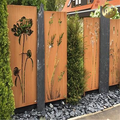 Rusty Laser Cut Corten Steel Metal Garden Decorative Screen/ Laser Cut Fence Panel