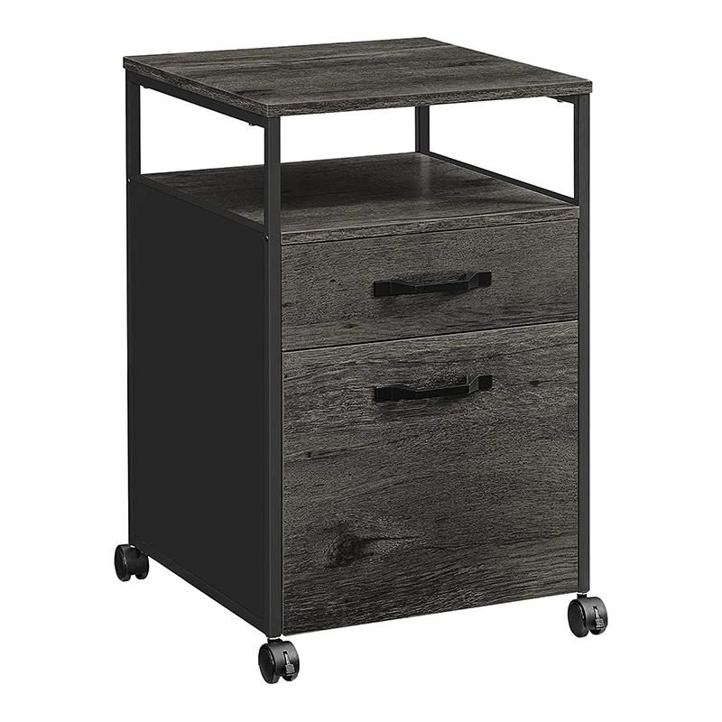 Rolling Filing Cabinet Office Cabinet on Wheels with 2 Drawers Open Shelf for A4 Letter Size