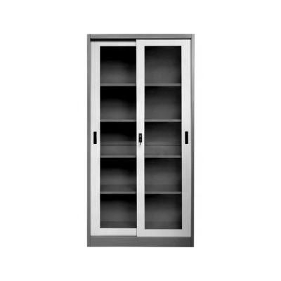 Office Metal Wardrobe 2 Glass Sliding Doors Office Cupboard Metal Cabinet