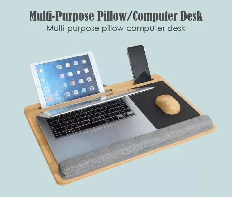 Portable Bamboo Lap Desk Tray for Home Office Computer Desk with Phone Slot