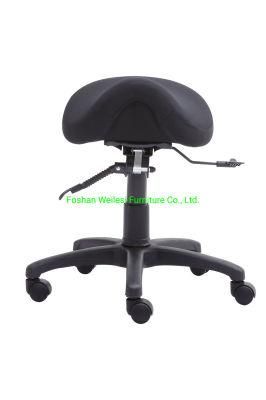 Black Fabric Back Angle Adjustment Fabric Upholstery Normal Foam Seating Comfortable 300mm Nylon Base Nylon Caster Saddle Chair