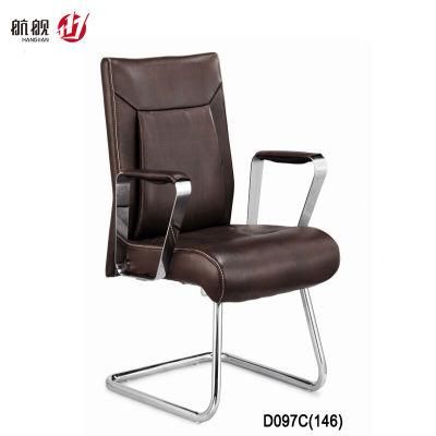 MID Back Chrome Metal Office Leather Chair with Lumbar Support Visitor Chair