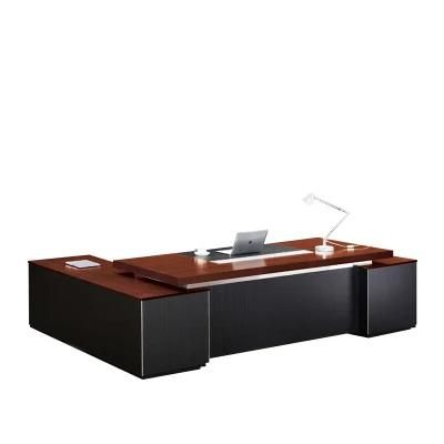 New Chinese Modern MDF Desk Classic L Shaped CEO Office Executive Table Wooden Office Furniture