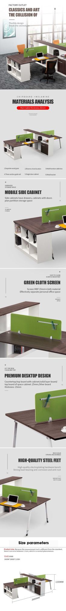 Office Furniture Modern 4 Person Computer Dual Double Workstation Desk