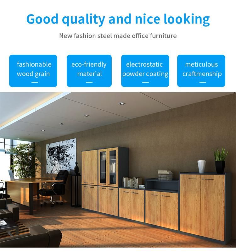 Office Cupboard Sliding Glass Door Book Cupboard with Adjustable Shelves