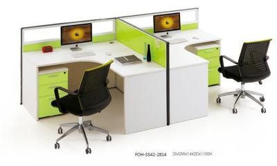Two Seat Office Cubicle Workstation with Glass (FOH-SS42-2814)
