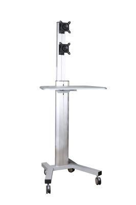 Mobile Computer Workstation Wheelbase with 2-Screen 10-24&quot; Height Adjustment