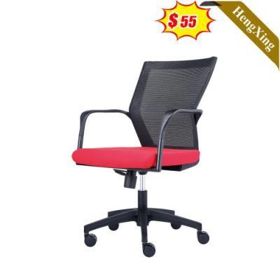 Cheap Price Office Furniture Swivel Height Adjustable Metal Legs Black Red Mesh Fabric Chair