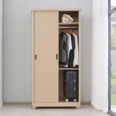 Gdlt High Quality Steel Storage Cabinet Sliding Door Clothes Cupboard Wardrobe