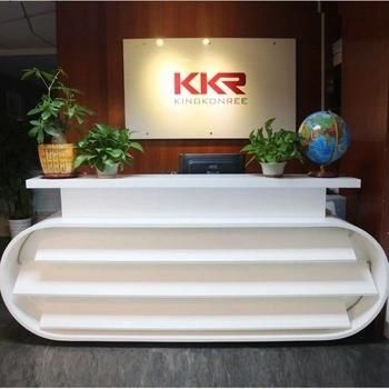 Solid Surface Artificial Stone Pure White Office Reception Desk