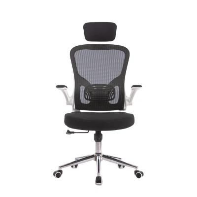 White High Back Flip up Armrest Mesh Office Chair